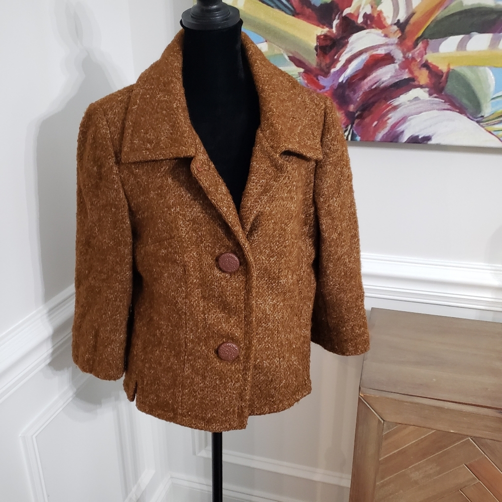 VINTAGE GLENHAVEN Wool‎ Textured Boucle Lined Retro 60s Blazer Jacket EUC